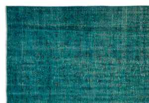 Turquoise Over Dyed Vintage Rug 5'11'' x 8'6'' ft 180 x 260 cm