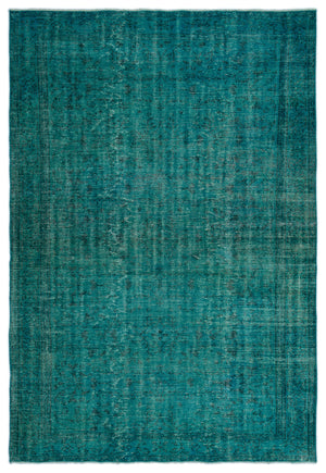 Turquoise Over Dyed Vintage Rug 5'11'' x 8'6'' ft 180 x 260 cm