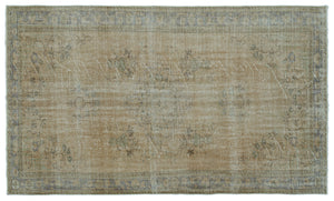 Beige Over Dyed Vintage Rug 5'8'' x 9'7'' ft 172 x 292 cm