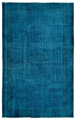 Turquoise Over Dyed Vintage Rug 5'9'' x 9'5'' ft 175 x 286 cm