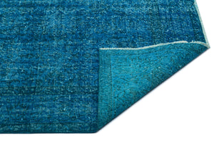 Turquoise Over Dyed Vintage Rug 5'4'' x 9'1'' ft 162 x 276 cm