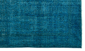 Turquoise Over Dyed Vintage Rug 5'4'' x 9'1'' ft 162 x 276 cm
