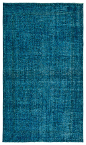 Turquoise Over Dyed Vintage Rug 5'4'' x 9'1'' ft 162 x 276 cm