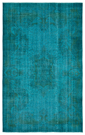 Turquoise Over Dyed Vintage Rug 5'9'' x 9'3'' ft 174 x 281 cm
