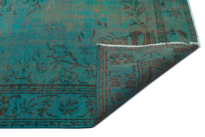 Turquoise Over Dyed Vintage Rug 5'9'' x 8'8'' ft 174 x 263 cm