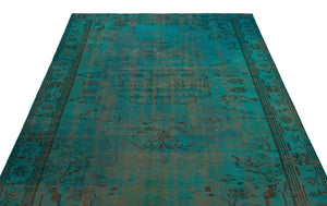 Turquoise Over Dyed Vintage Rug 5'9'' x 8'8'' ft 174 x 263 cm