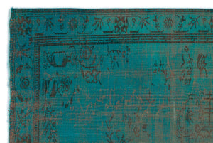 Turquoise Over Dyed Vintage Rug 5'9'' x 8'8'' ft 174 x 263 cm
