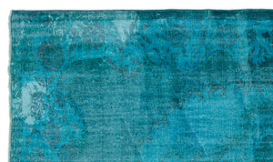 Turquoise Over Dyed Vintage Rug 5'9'' x 9'9'' ft 176 x 298 cm