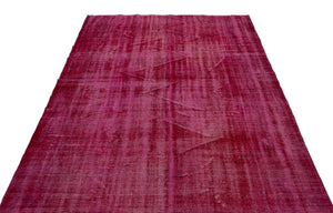 Red Over Dyed Vintage Rug 5'9'' x 9'1'' ft 176 x 277 cm