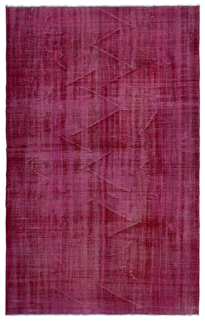 Red Over Dyed Vintage Rug 5'9'' x 9'1'' ft 176 x 277 cm