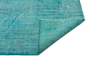 Turquoise Over Dyed Vintage Rug 5'4'' x 8'4'' ft 162 x 255 cm