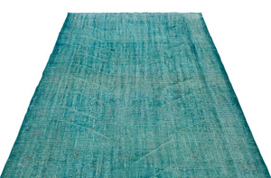 Turquoise Over Dyed Vintage Rug 5'4'' x 8'4'' ft 162 x 255 cm