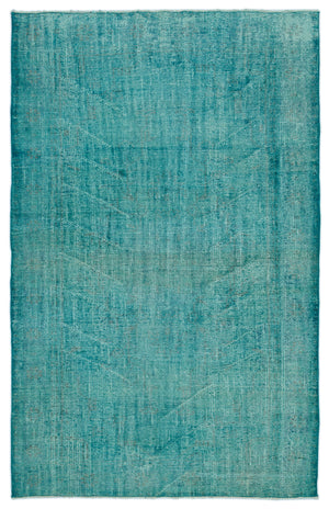 Turquoise Over Dyed Vintage Rug 5'4'' x 8'4'' ft 162 x 255 cm