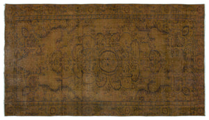 Brown Over Dyed Vintage Rug 4'10'' x 8'8'' ft 148 x 263 cm