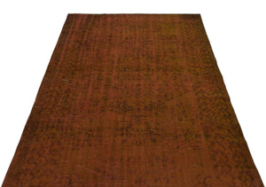 Brown Over Dyed Vintage Rug 5'1'' x 8'10'' ft 155 x 268 cm