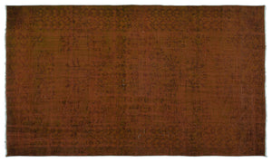 Brown Over Dyed Vintage Rug 5'1'' x 8'10'' ft 155 x 268 cm
