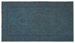 Blue Over Dyed Vintage Rug 4'9'' x 8'10'' ft 146 x 268 cm