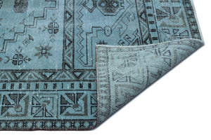 Blue Over Dyed Vintage Rug 5'2'' x 9'1'' ft 157 x 278 cm