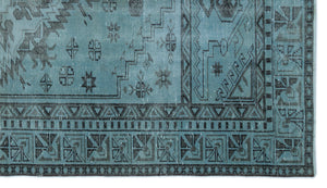 Blue Over Dyed Vintage Rug 5'2'' x 9'1'' ft 157 x 278 cm
