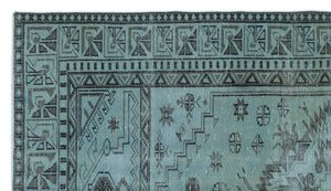 Blue Over Dyed Vintage Rug 5'2'' x 9'1'' ft 157 x 278 cm