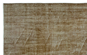 Brown Over Dyed Vintage Rug 5'10'' x 9'8'' ft 177 x 294 cm