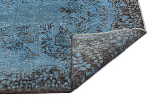 Blue Over Dyed Vintage Rug 5'9'' x 8'11'' ft 174 x 273 cm
