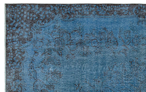 Blue Over Dyed Vintage Rug 5'9'' x 8'11'' ft 174 x 273 cm