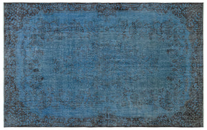 Blue Over Dyed Vintage Rug 5'9'' x 8'11'' ft 174 x 273 cm