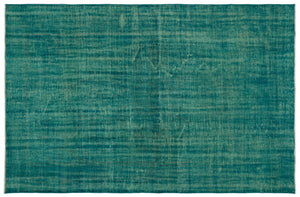 Turquoise Over Dyed Vintage Rug 6'2'' x 9'3'' ft 187 x 282 cm