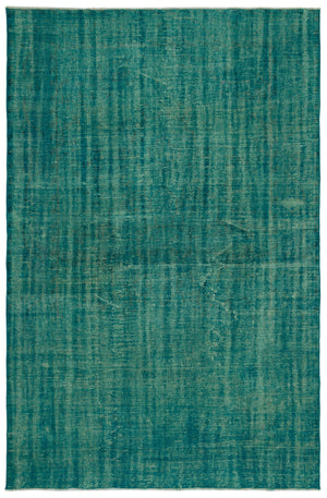 Turquoise Over Dyed Vintage Rug 6'2'' x 9'3'' ft 187 x 282 cm
