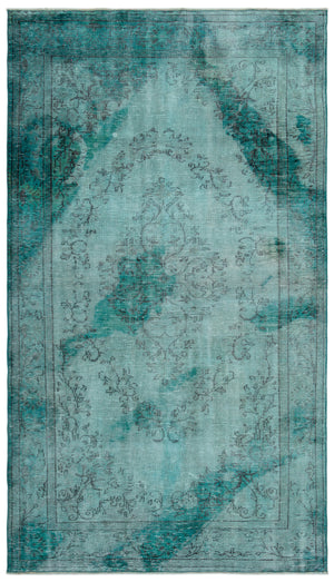 Turquoise Over Dyed Vintage Rug 5'8'' x 10'0'' ft 173 x 305 cm