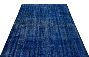Blue Over Dyed Vintage Rug 5'5'' x 8'10'' ft 165 x 270 cm