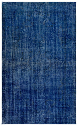 Blue Over Dyed Vintage Rug 5'5'' x 8'10'' ft 165 x 270 cm