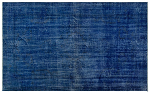 Blue Over Dyed Vintage Rug 5'5'' x 8'10'' ft 165 x 270 cm