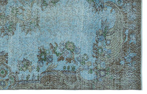 Blue Over Dyed Vintage Rug 5'7'' x 8'10'' ft 171 x 270 cm