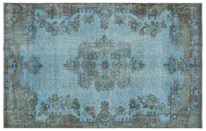 Blue Over Dyed Vintage Rug 5'7'' x 8'10'' ft 171 x 270 cm