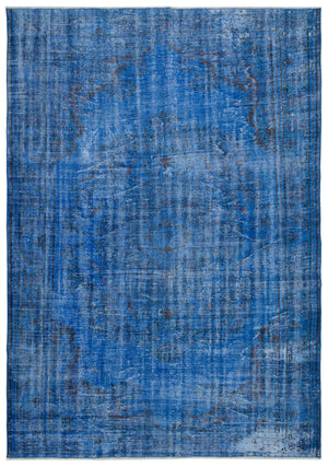 Blue Over Dyed Vintage Rug 6'3'' x 8'10'' ft 190 x 270 cm
