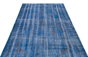 Blue Over Dyed Vintage Rug 5'5'' x 9'3'' ft 166 x 283 cm