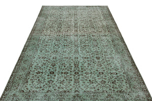 Green Over Dyed Vintage Rug 5'8'' x 9'7'' ft 173 x 293 cm