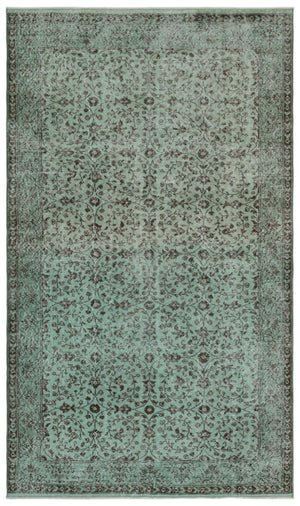 Green Over Dyed Vintage Rug 5'8'' x 9'7'' ft 173 x 293 cm