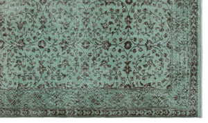 Green Over Dyed Vintage Rug 5'8'' x 9'7'' ft 173 x 293 cm