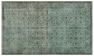 Green Over Dyed Vintage Rug 5'8'' x 9'7'' ft 173 x 293 cm