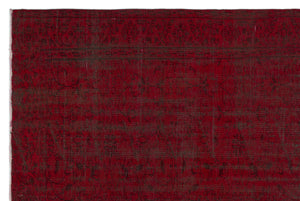 Red Over Dyed Vintage Rug 5'10'' x 9'1'' ft 177 x 277 cm