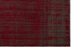 Red Over Dyed Vintage Rug 5'10'' x 9'1'' ft 177 x 277 cm