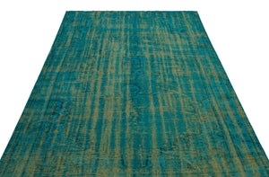 Turquoise Over Dyed Vintage Rug 6'0'' x 9'5'' ft 183 x 288 cm