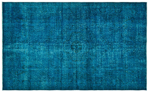 Turquoise Over Dyed Vintage Rug 5'10'' x 9'8'' ft 178 x 294 cm