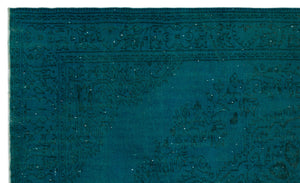Turquoise Over Dyed Vintage Rug 6'0'' x 10'1'' ft 184 x 308 cm