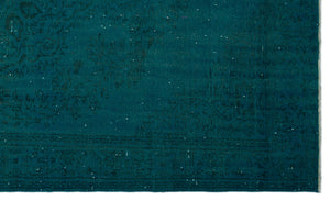Turquoise Over Dyed Vintage Rug 6'0'' x 10'1'' ft 184 x 308 cm