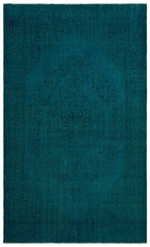 Turquoise Over Dyed Vintage Rug 6'0'' x 10'1'' ft 184 x 308 cm