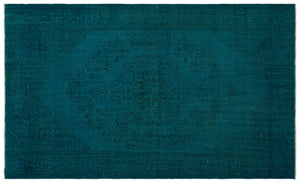 Turquoise Over Dyed Vintage Rug 6'0'' x 10'1'' ft 184 x 308 cm